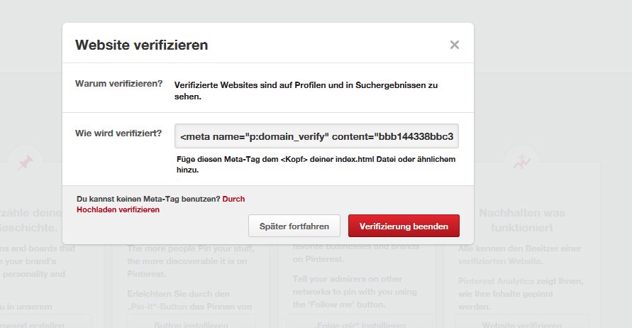 Pinterest Website verifizieren