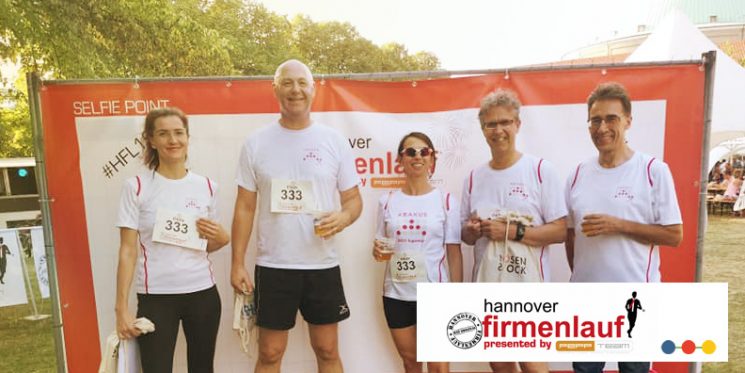 Firmenlauf Hannover mit ABAKUS: Anna Pianka, Alan Webb, Joanna Gropp, Dirk Lankenau, Georg May