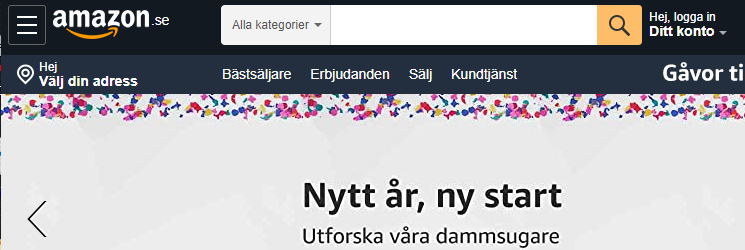 Amazon Schweden Screenshot